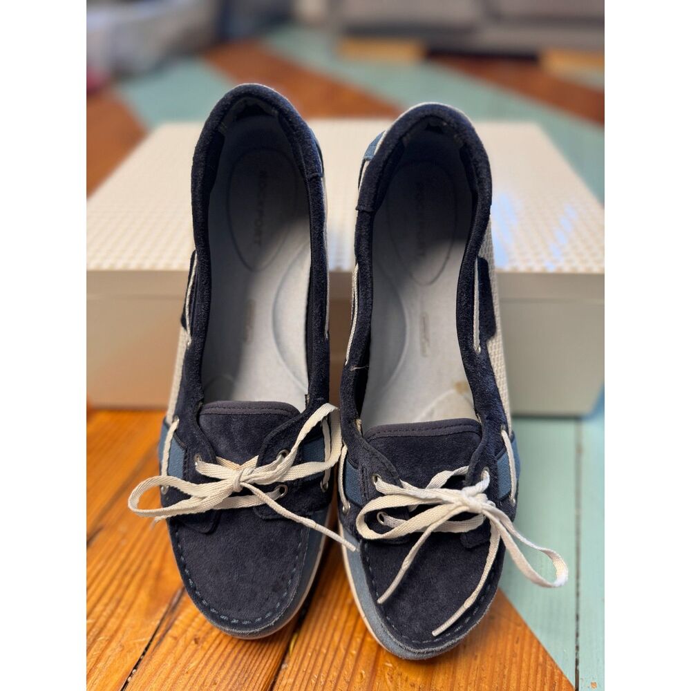 Ladies Rockport adiPRENE Comfort Boat Shoes Blue Casual Walking Shoes - Picture 9 of 11